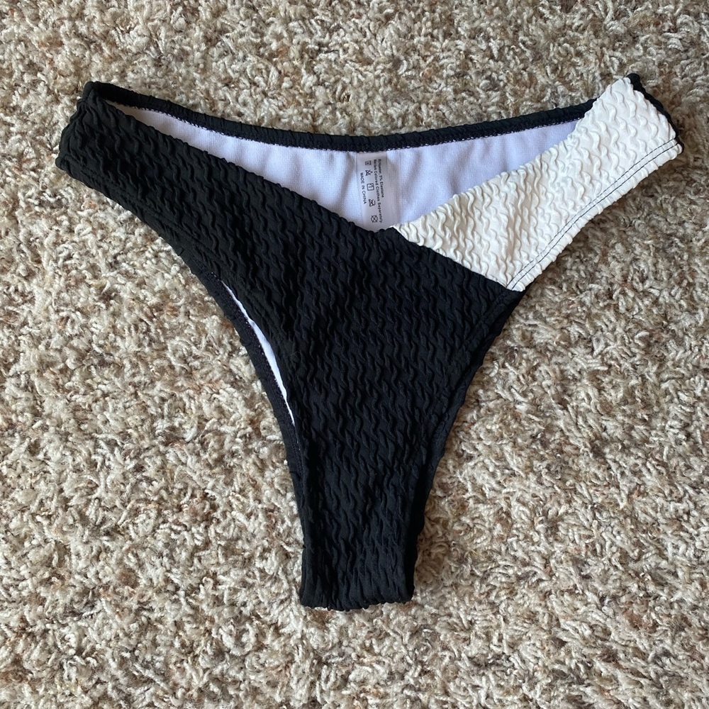 Black and White Textured swim  Bottoms